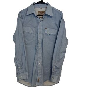 Rafter C Blue Pearl Snap Button Down Shirt Mens L Western Workwear